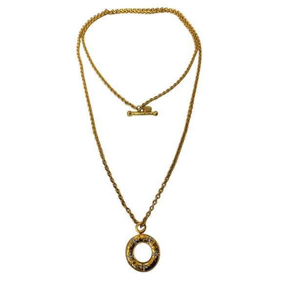 Ines de la Fressange Gold Crystal Wreath Layered Chain Necklace - Picture 1 of 4